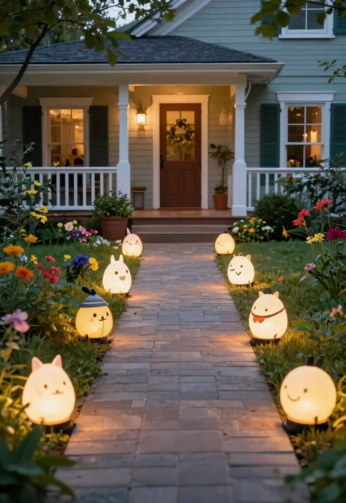 15 Porch Light Fixture Ideas That Boost Curb Appeal at Night - 15. Pathway Lighting with a Twist 1