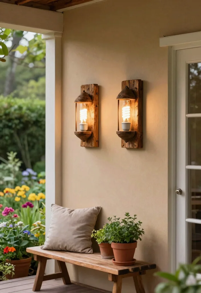 15 Porch Light Fixture Ideas That Boost Curb Appeal at Night - 2. Reclaimed Wood Sconces 1