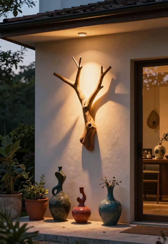 15 Porch Light Fixture Ideas That Boost Curb Appeal at Night - 9. Artistic Sculptural Fixtures 1