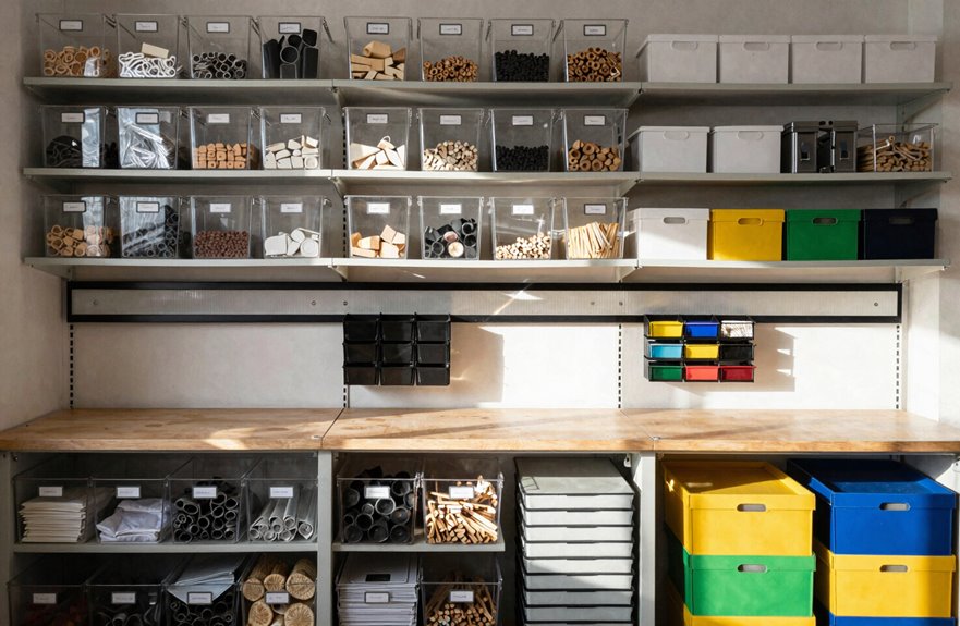 clear labeled four bin sorting plan