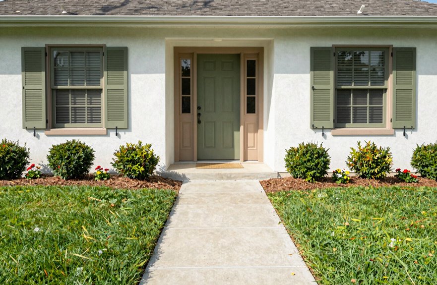 6 Quick Ways to Make Your Front Yard Look Better 3 coordinated shutters trim color harmony