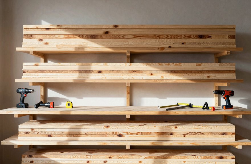 Make Shelves in Your Shed: 5 Steps 2 gather materials and build shed shelves