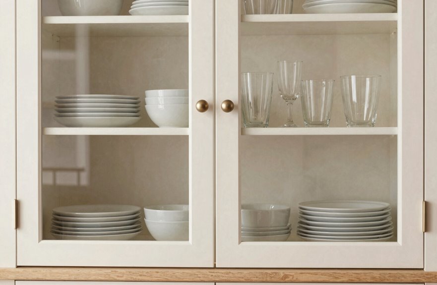 7 Ways to Update Kitchen Cabinets Without Painting 4 glass cabinets brighten space without paint