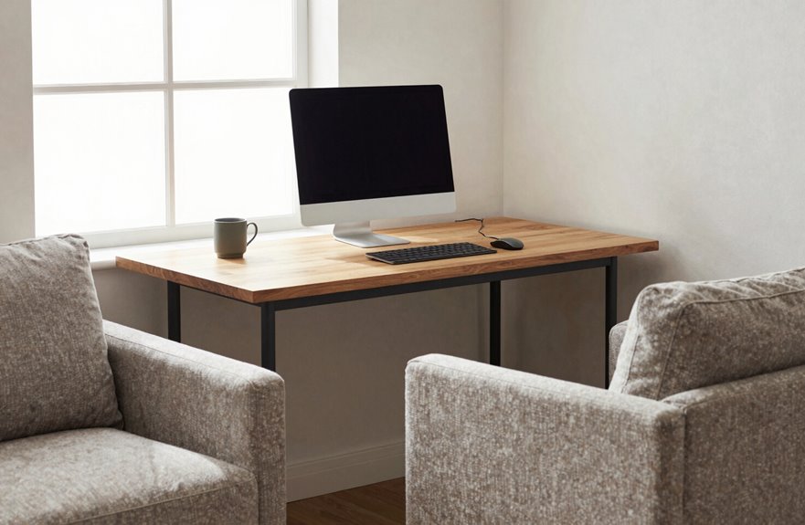 Layout Strategies for the Perfect Work-From-Home Office Design 4 green velvet sofa window desk setup