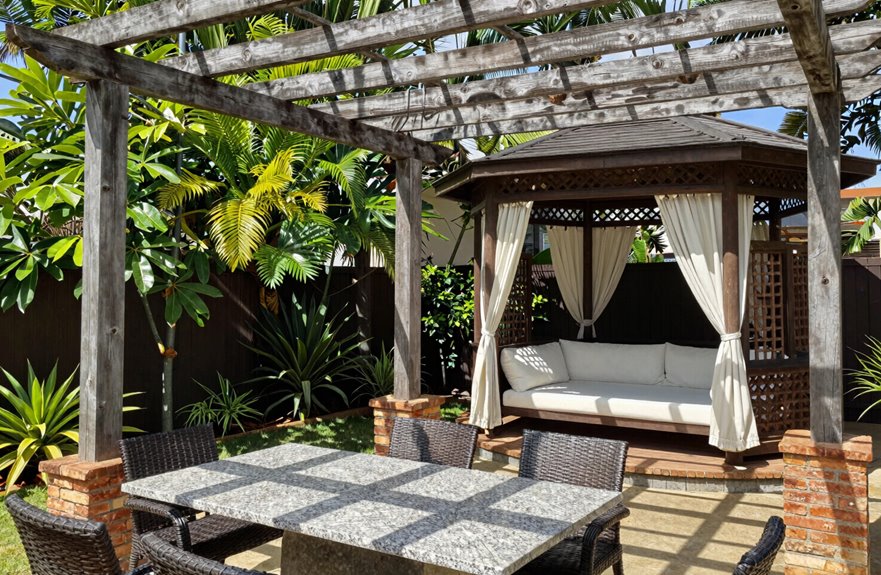 key differences pergola gazebo cabana