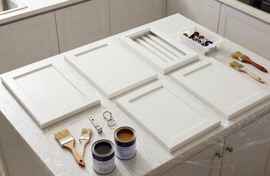 How to Restain Your Kitchen Cabinets in 5 Essential Steps 2 label remove disassemble organize