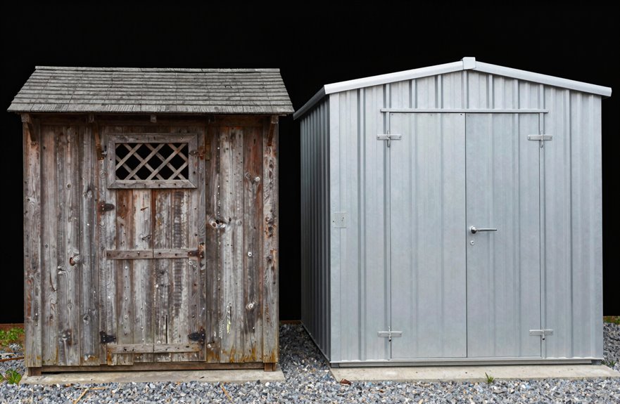 10 Key Differences Between Wood and Metal Storage Sheds 2 metal sheds cheaper upfront wood costlier long term