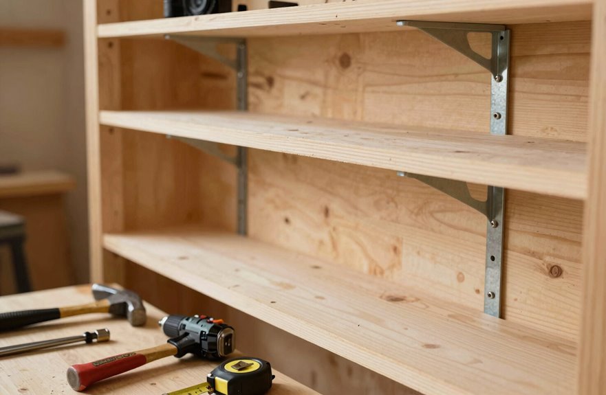 Make Shelves in Your Shed: 5 Steps 4 shed shelf frame mounting details