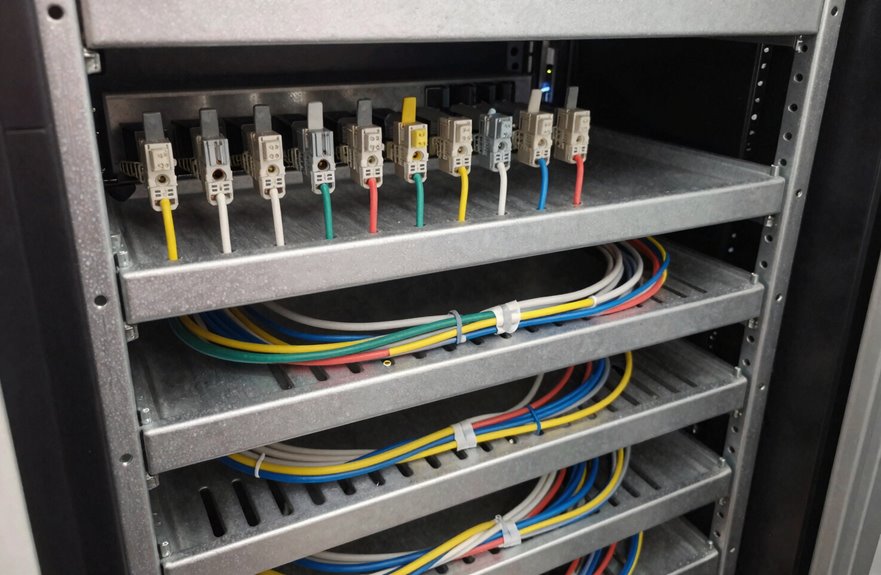 vertical cable routing trays keep floors clear