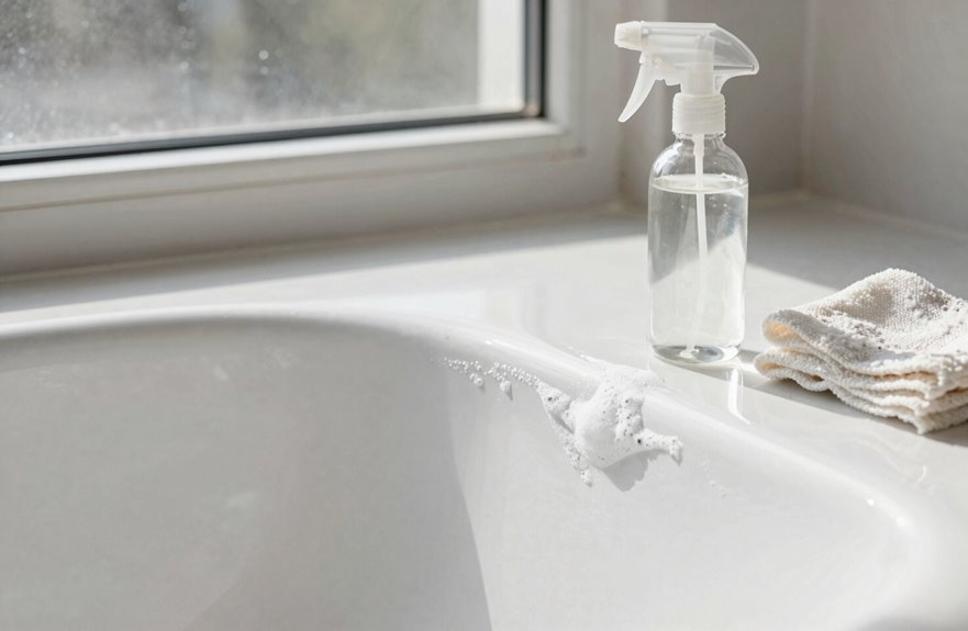 vinegar removes soap scum weekly