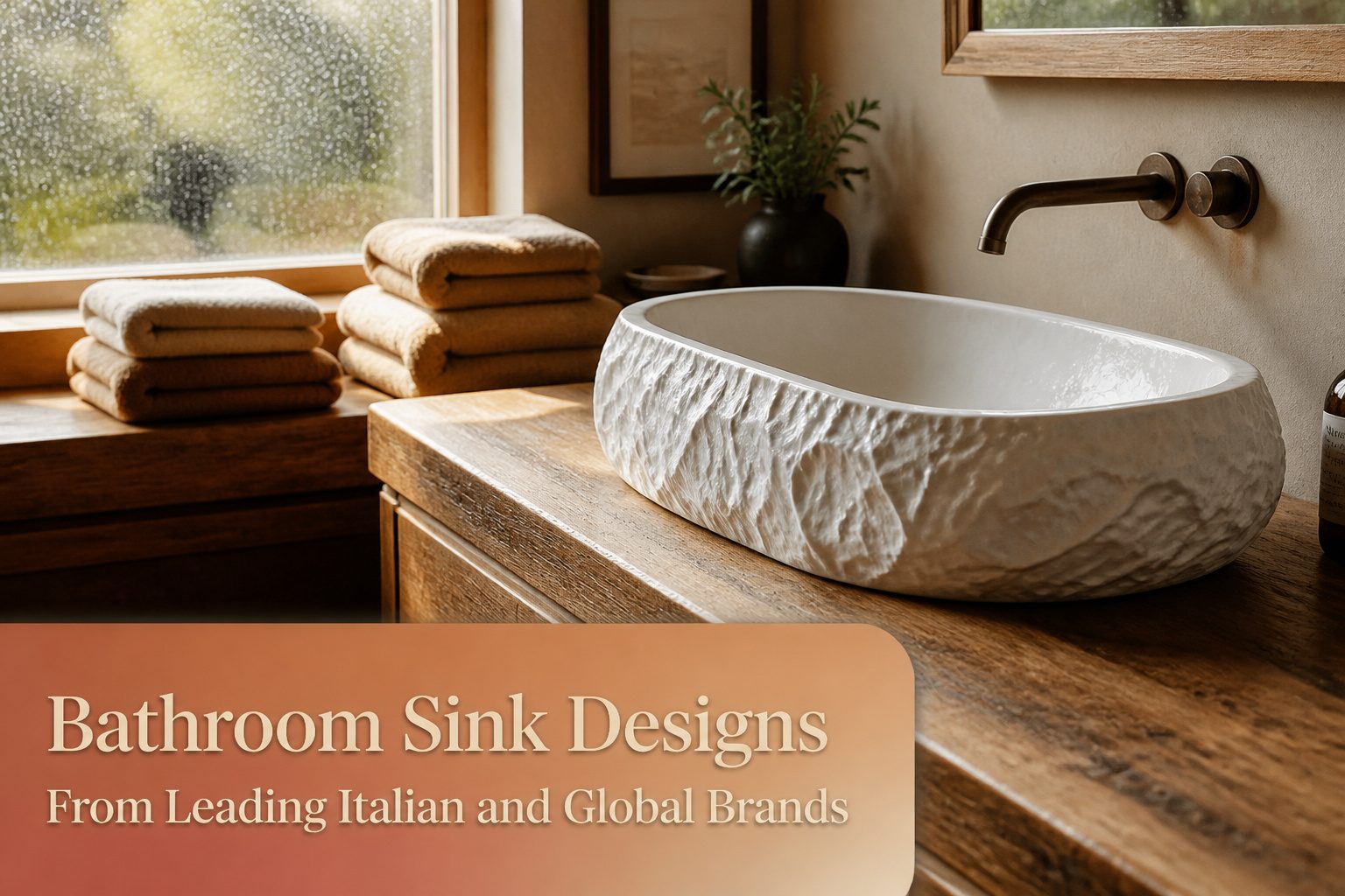 Lavabo Norma sink designed by Elena Salmistraro with a cylindrical column and integrated shelf.