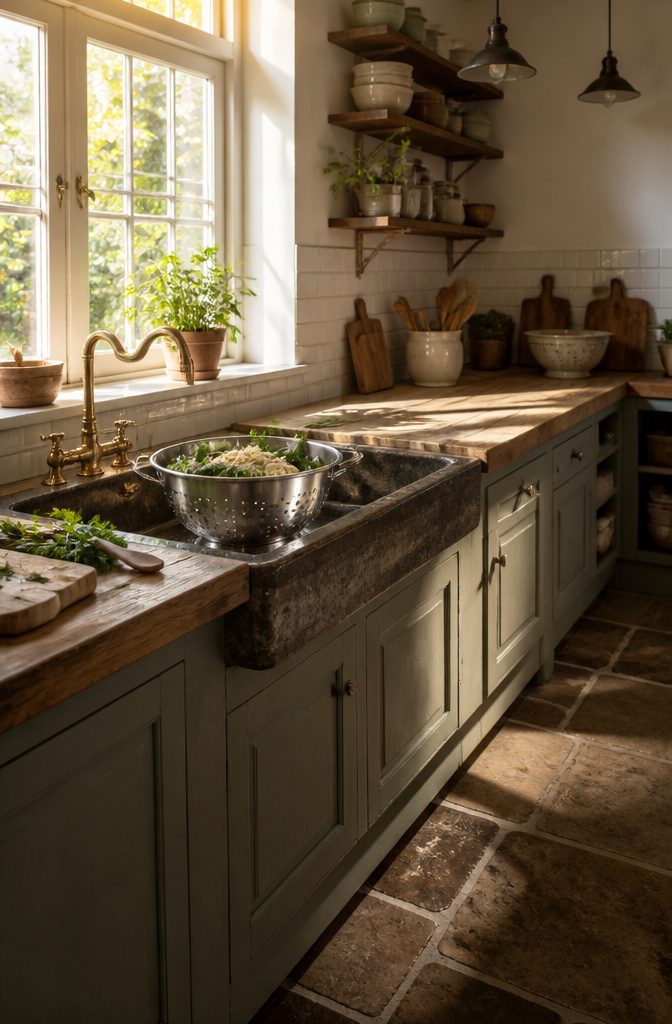Essential Kitchen Tools: A Complete Guide for Home Cooks 8 A stainless steel colander placed in a kitchen setting.