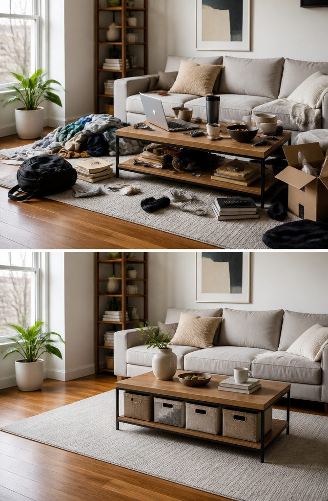 10 Small Apartment Storage Hacks to Reclaim Every Square Foot 14 A clean space showing organized items after decluttering.