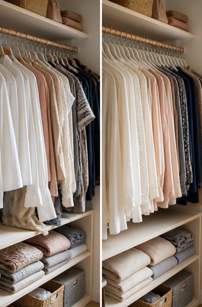 Home Storage and Organization: 20 Products That Keep Spaces Tidy 2 A set of slim velvet hangers holding clothes in a closet.