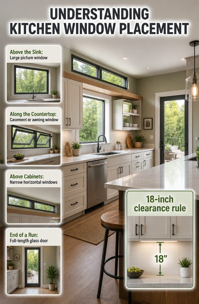 15 Kitchen Window Styles for Light, Views & Fresh Air 19 An informative graphic on kitchen window placement zones.
